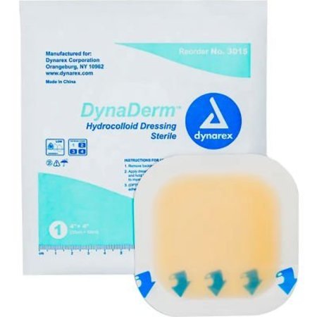 DYNAREX Dynarex DynaDerm Thin Hydrocolloid Dressing Bandage, 4inL x 4inW, 120 Pcs 3015